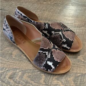 1. State Celven Open Toe Snakeskin Leather Slide Sandals Size 6 1/2